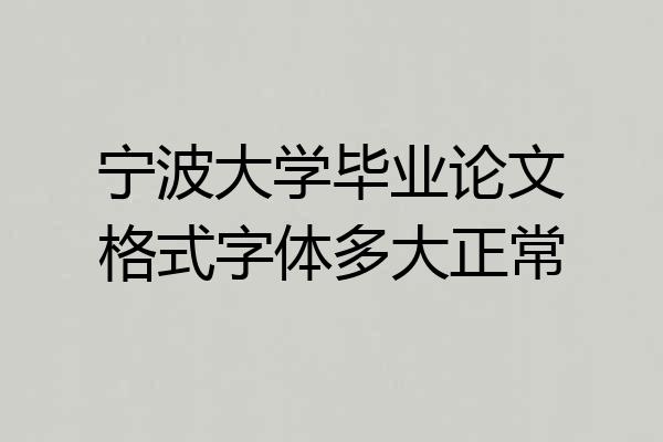宁波大学毕业论文格式字体多大正常