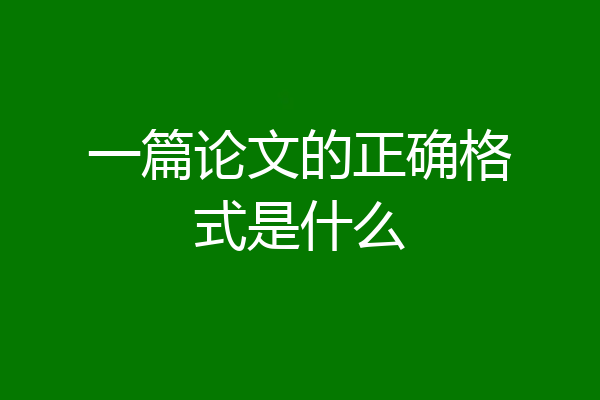 一篇论文的正确格式是什么