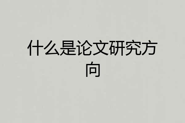 什么是论文研究方向