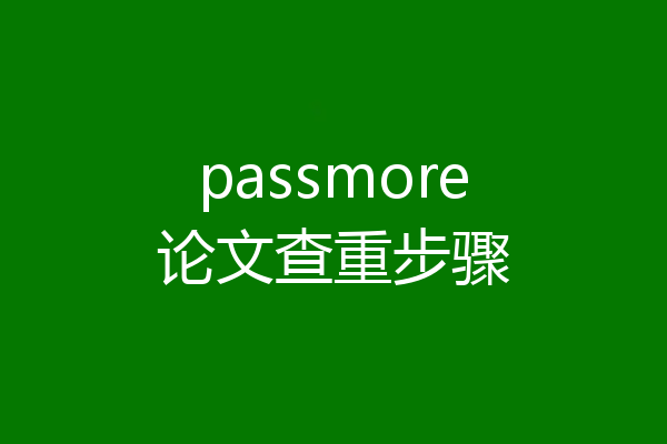 passmore论文查重步骤