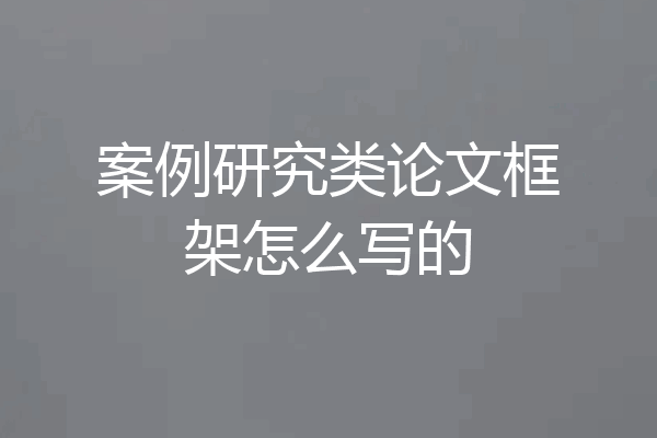 案例研究类论文框架怎么写的