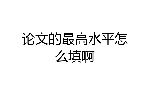 论文的最高水平怎么填啊
