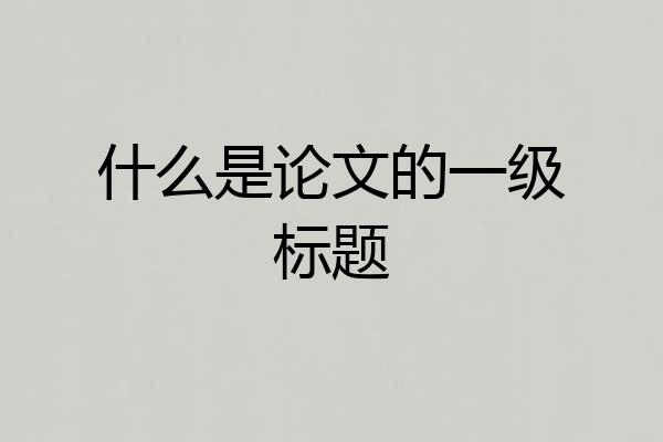 什么是论文的一级标题