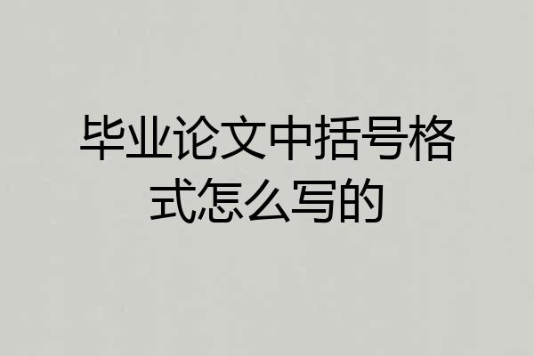 毕业论文中括号格式怎么写的