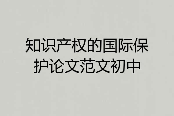 知识产权的国际保护论文范文初中