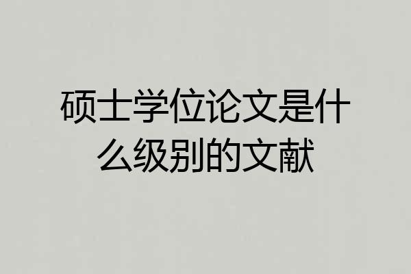 硕士学位论文是什么级别的文献