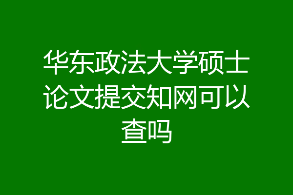 华东政法大学硕士论文提交知网可以查吗