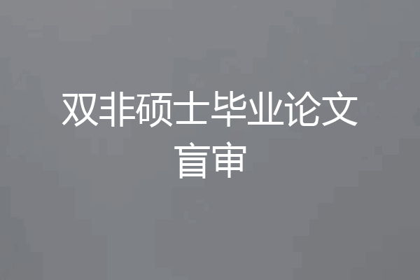 双非硕士毕业论文盲审
