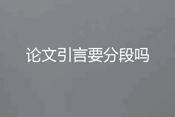 论文引言要分段吗