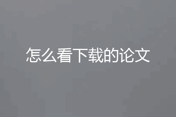 怎么看下载的论文