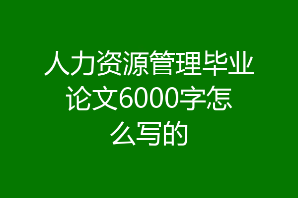 人力资源管理毕业论文6000字怎么写的