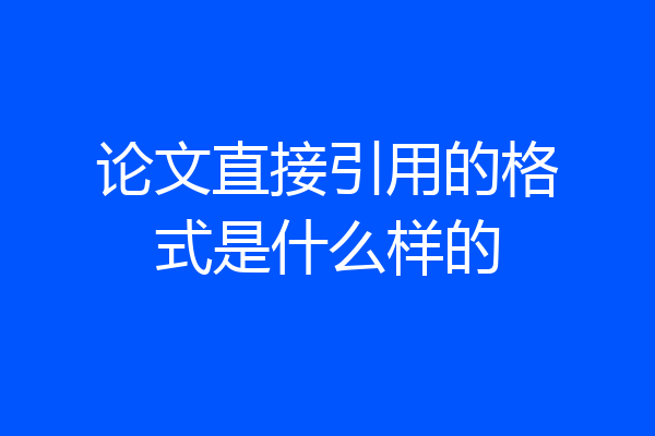 论文直接引用的格式是什么样的