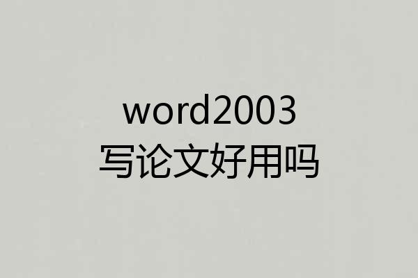 word2003写论文好用吗