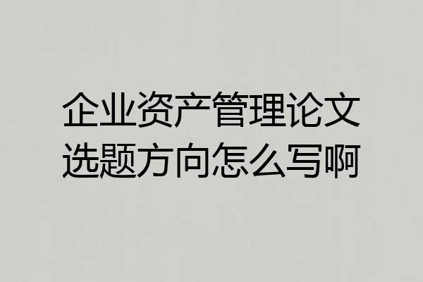 企业资产管理论文选题方向怎么写啊