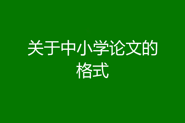 关于中小学论文的格式