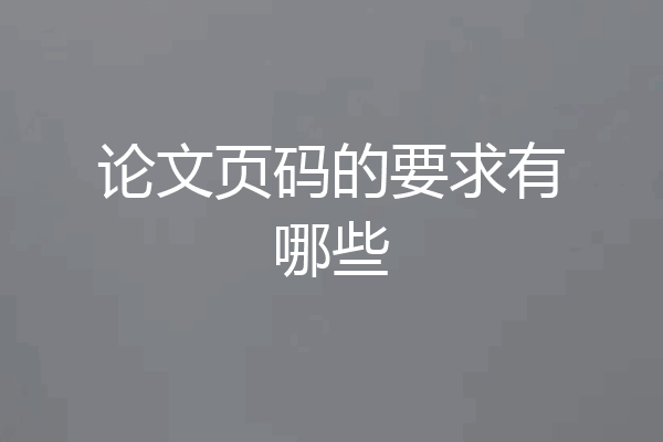 论文页码的要求有哪些