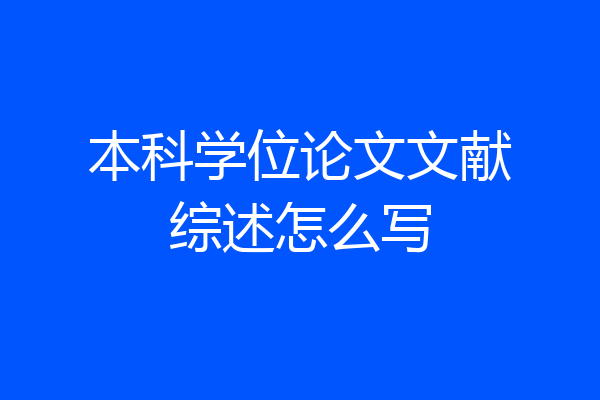 本科学位论文文献综述怎么写