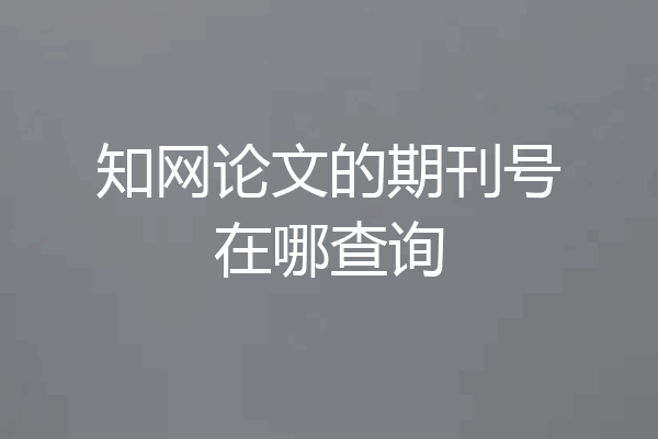 知网论文的期刊号在哪查询
