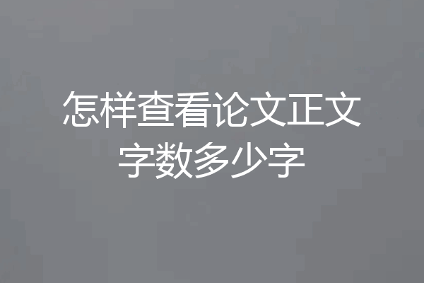 怎样查看论文正文字数多少字