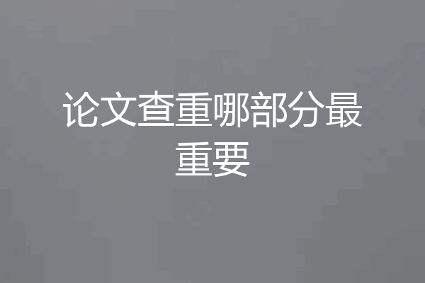 论文查重哪部分最重要
