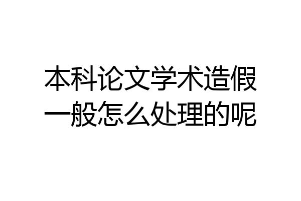 本科论文学术造假一般怎么处理的呢