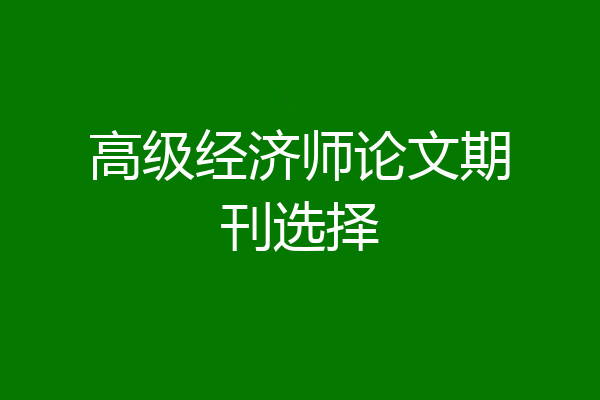 高级经济师论文期刊选择
