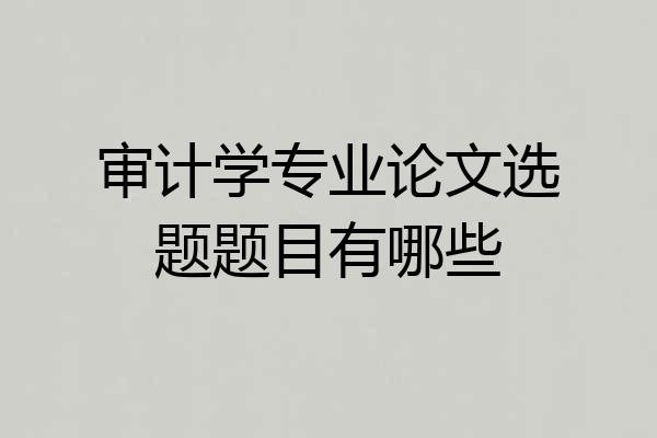 审计学专业论文选题题目有哪些