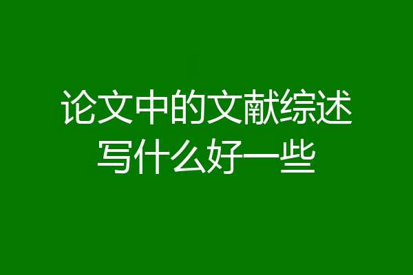 论文中的文献综述写什么好一些