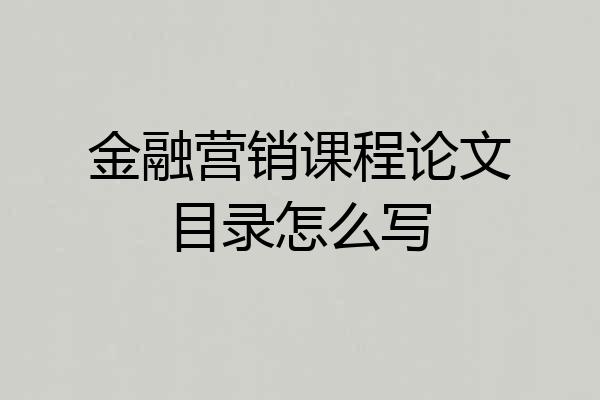 金融营销课程论文目录怎么写