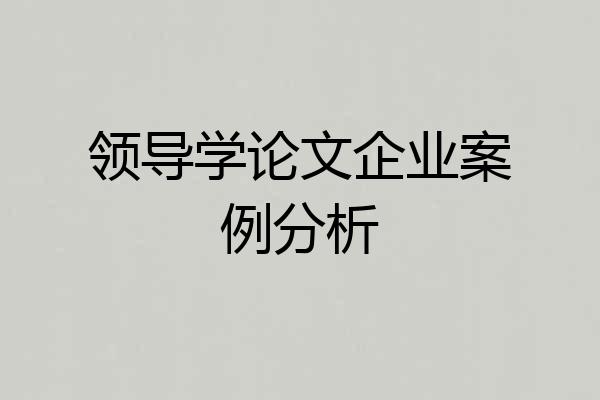 领导学论文企业案例分析