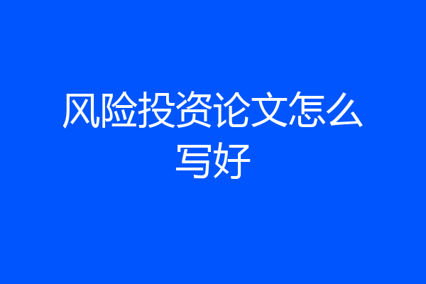 风险投资论文怎么写好