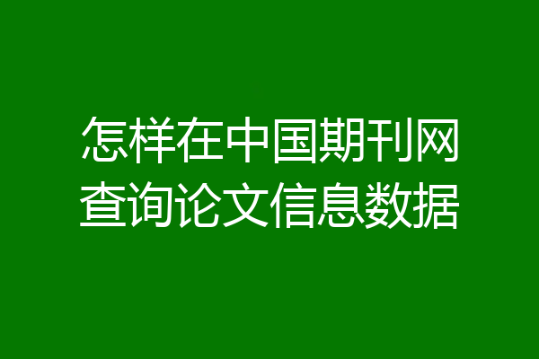 怎样在中国期刊网查询论文信息数据