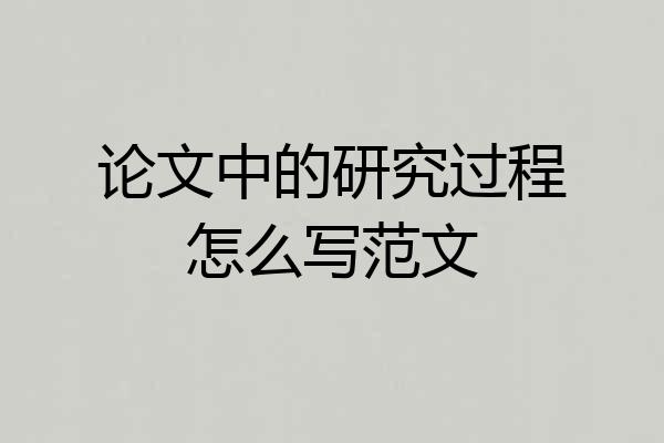 论文中的研究过程怎么写范文