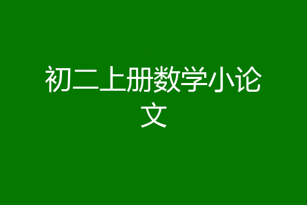 初二上册数学小论文