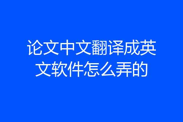 论文中文翻译成英文软件怎么弄的