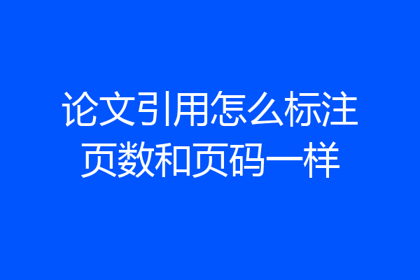 论文引用怎么标注页数和页码一样