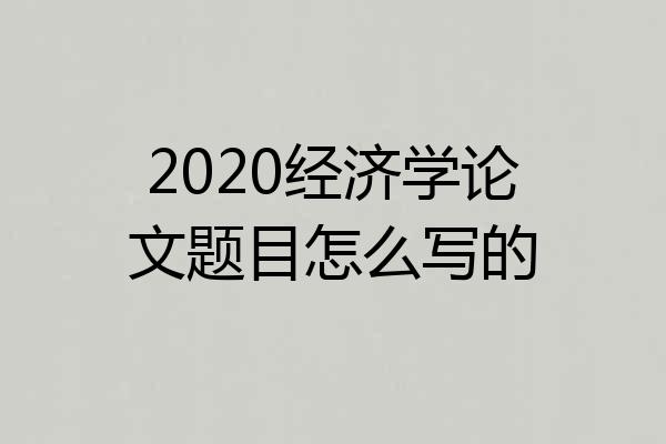 2020经济学论文题目怎么写的