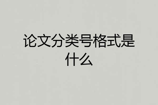 论文分类号格式是什么