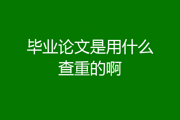 毕业论文是用什么查重的啊