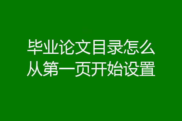 毕业论文目录怎么从第一页开始设置