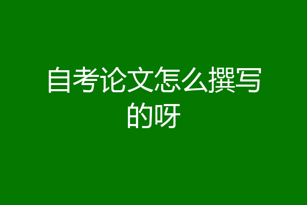 自考论文怎么撰写的呀