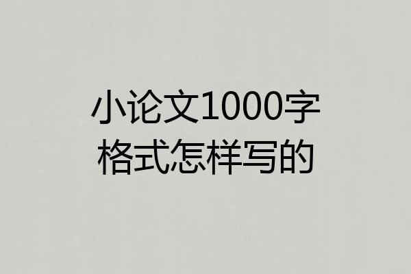 小论文1000字格式怎样写的