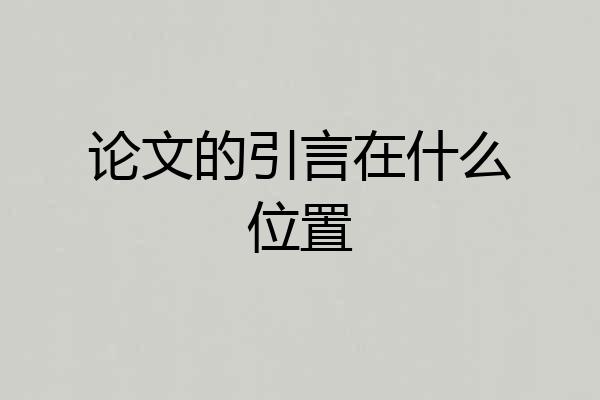 论文的引言在什么位置