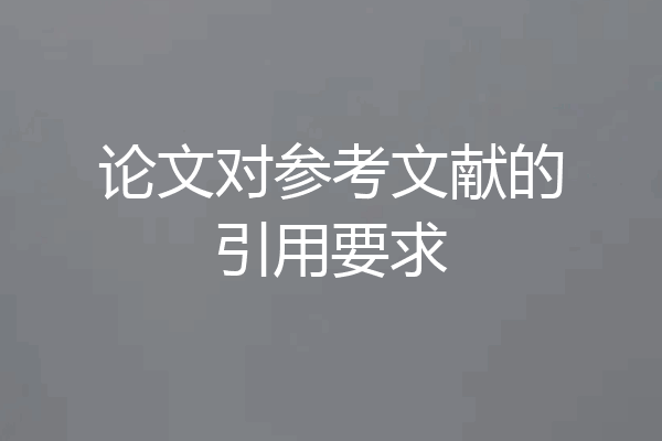 论文对参考文献的引用要求