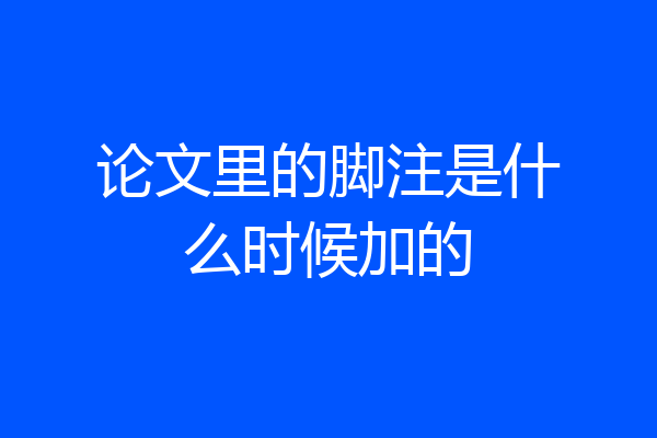论文里的脚注是什么时候加的