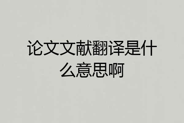 论文文献翻译是什么意思啊