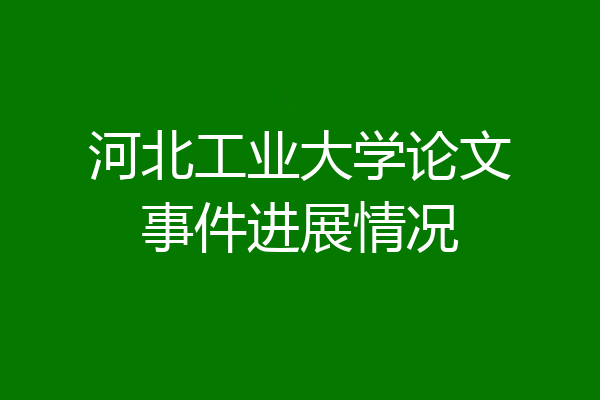 河北工业大学论文事件进展情况