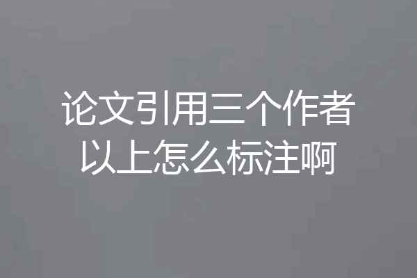 论文引用三个作者以上怎么标注啊