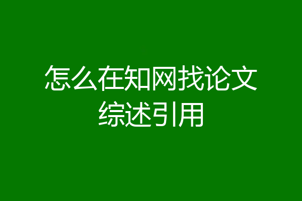 怎么在知网找论文综述引用