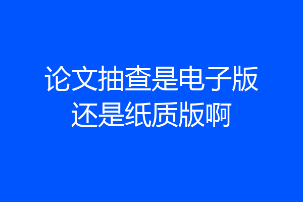 论文抽查是电子版还是纸质版啊